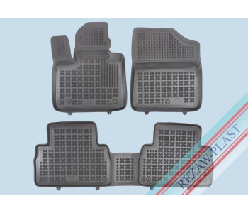 Гумени стелки черни 3-бр (1-ви и 2-ри ред седалки) за HYUNDAI SANTA FE IV (TM) от 2018